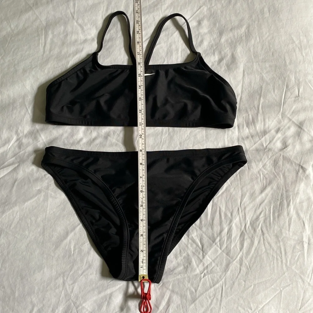 Nike Core Solids Sport 2-Piece size 12 racer back bikini top swimsuit set black - Picture 4 of 13